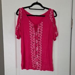 Women's Pink Lace Detail Top Size XXL